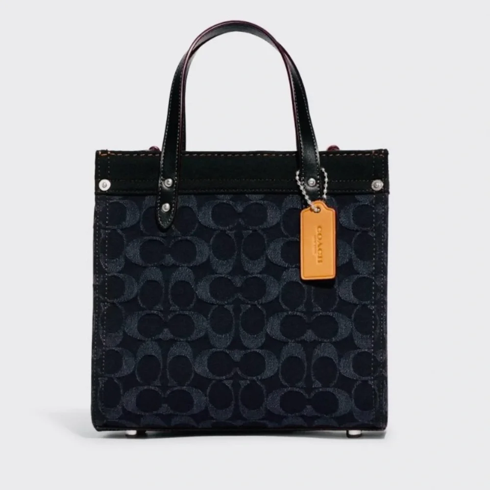Coach Field Tote 22 Signature Denim Black FINAL MARK DOWN - Picture 3 of 15